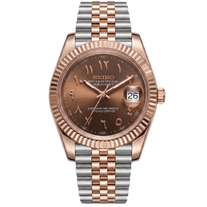 SEIKO DATEJUST MOD | BRUINE WIJZERPLAAT MET ARABISCHE LETTERS