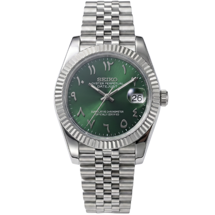 SEIKO DATEJUST MOD | GROENE WIJZERPLAAT MET ARABISCHE LETTERS