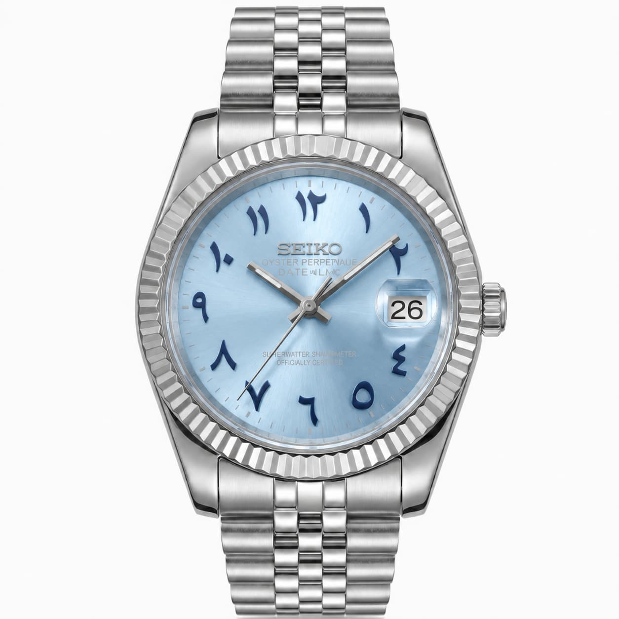 SEIKO DATEJUST MOD | BABYBLAUWE WIJZERPLAAT MET ARABISCHE KAART