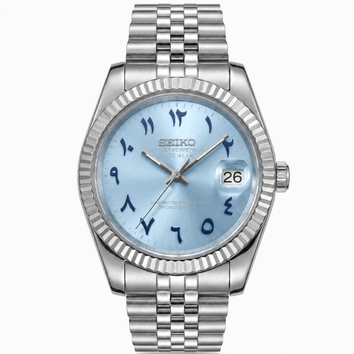 SEIKO DATEJUST MOD | BABYBLAUWE WIJZERPLAAT MET ARABISCHE KAART