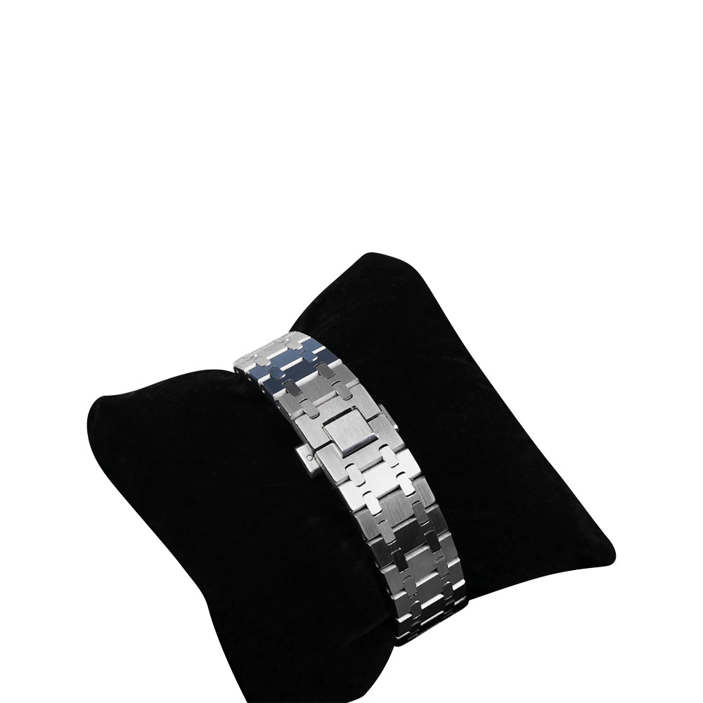 Seiko mod nautilus horloge met blauwe textured wijzerplaat en stalen band