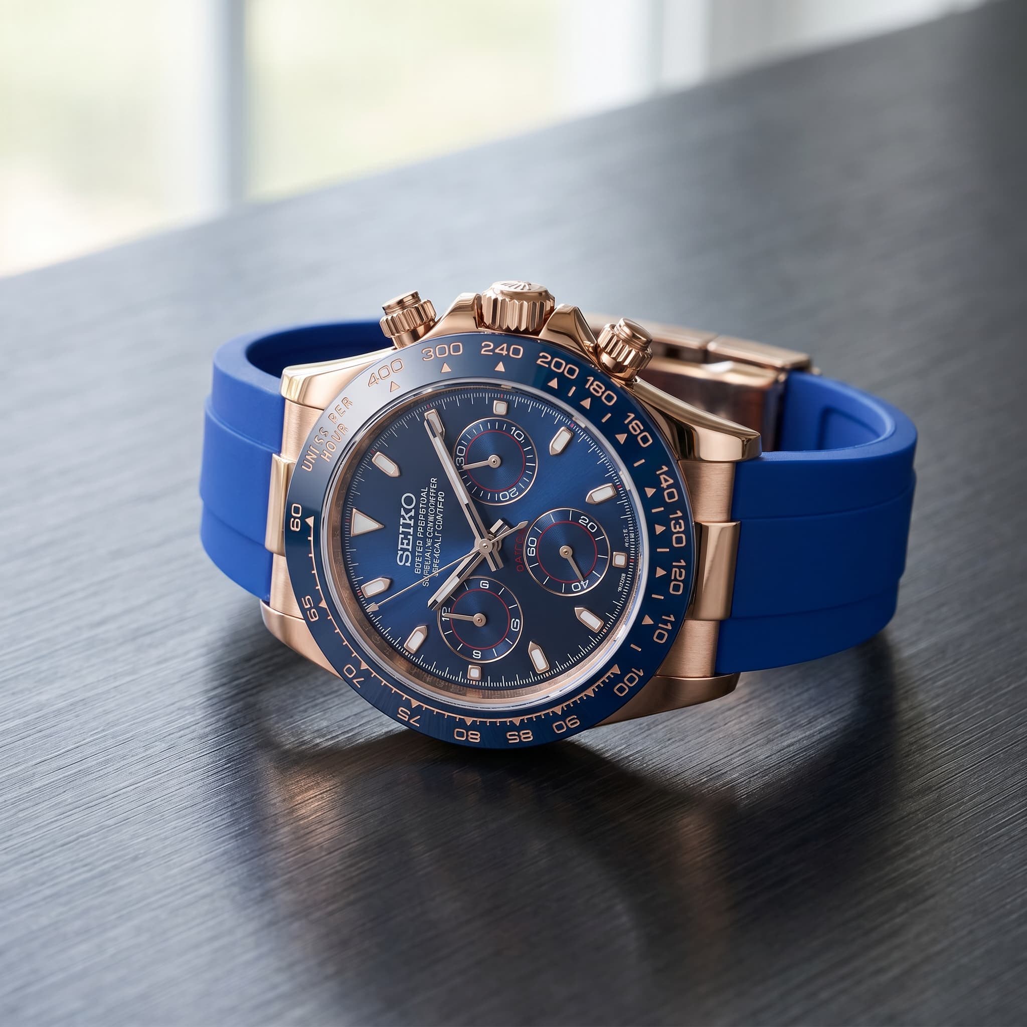 SEIKO DAYTONA MOD | Blauwe Rosé