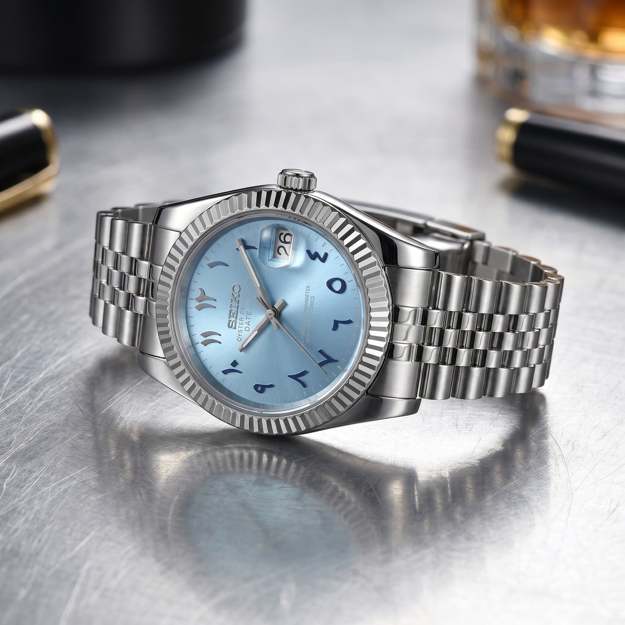 SEIKO DATEJUST MOD | BABYBLAUWE WIJZERPLAAT MET ARABISCHE KAART